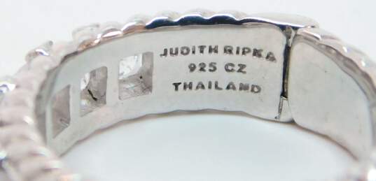 Judith Ripka 925 Cubic Zirconia Accents Lattice & Rope Hinged Hoop Earrings 9.7g image number 7