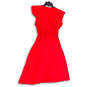 Womens Red V-Neck Cap Sleeve Tie Waist Pullover Sheath Dress Size Large image number 2