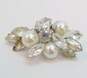 VNTG Icy Rhinestone & Faux Pearl Clip-On Earrings Necklaces & Brooch 129.4g image number 3
