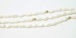 Romantic 14K Yellow Gold Clasp & Beaded Pearl Multi Strand Necklace 30.7g alternative image