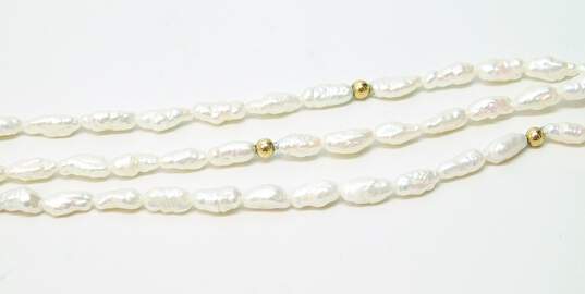 Romantic 14K Yellow Gold Clasp & Beaded Pearl Multi Strand Necklace 30.7g image number 2