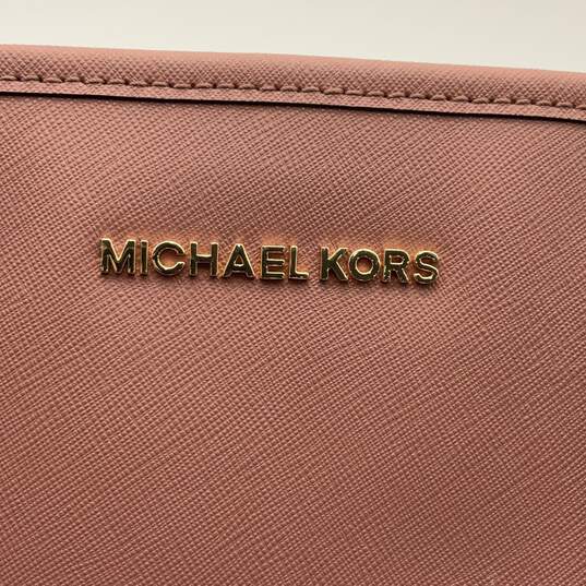 Michael Kors Womens Blush Pink Leather Zipper Bottom Studs Tote Bag Purse image number 5