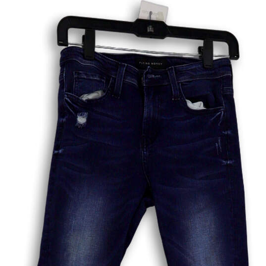 Womens Blue Denim Medium Wash Distressed Pockets Skinny Leg Jeans Size 25 image number 3