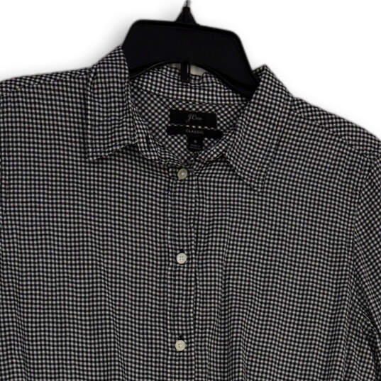 Womens Black White Check Collared Long Sleeve Button-Up Shirt Size 8 image number 3