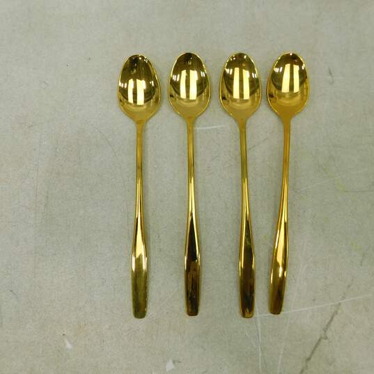 STANLEY ROBERTS Gold Plated Stainless Flatware 16 Pieces GOLDEN ROGET IOB image number 6