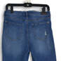 Womens Blue Denim Distressed Raw Hem Slim Fit Straight Leg Jeans Size 6 image number 4