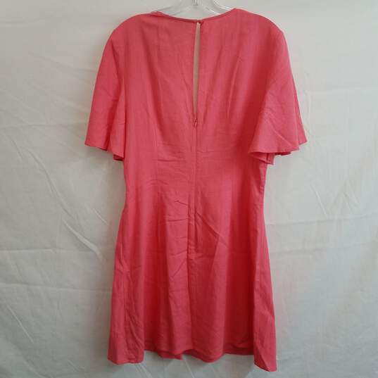 Pink deep v flutter sleeve mini dress women's size 10 nwt image number 2