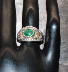 Coleman Sterling Silver 12K Black Hills Gold Accent Green Accent Ring Size 6.75 - 5.9g
