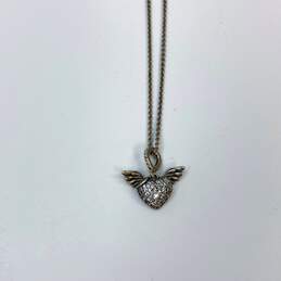 Designer Pandora 925 Sterling Silver Pave Heart And Angel Wings Pendant Necklace alternative image