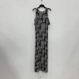 NWT Womens Black White Onyx Geometric Cold Shoulder Sleeve Maxi Dress Sz L alternative image