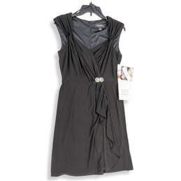NWT Womens Black Pleated Sleeveless Back Zip Knee Length A-Line Dress Small
