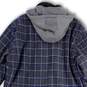 Mens Blue Gray Plaid Long Sleeve Pockets Hooded Full-Zip Jacket Size 2XL image number 4
