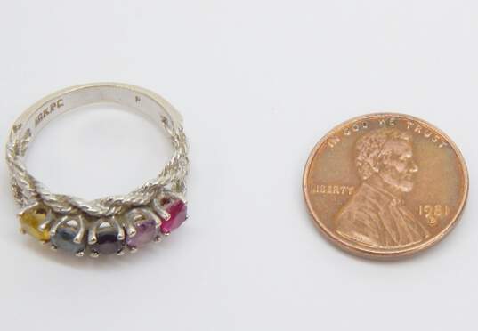 Vintage 10k White Gold Ruby Amethyst & Spinel Mothers Ring 3.6g image number 4