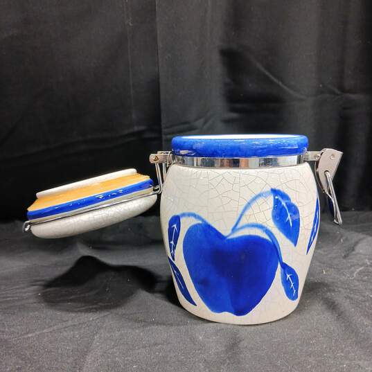 Vintage Blue and White Ceramic Jar image number 5