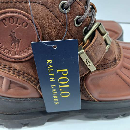 Polo Ralph Lauren Brown Leather Steel Toed Oslo Low BT WP Boots Size 7D NWT image number 6