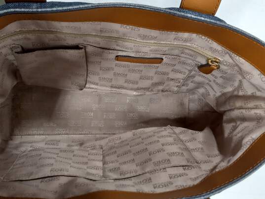 Michael Kors Denim w/ Tan Leather Trim Tote Shoulder Bag image number 3