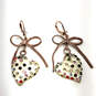 Designer Betsey Johnson Heart Shape Crystal Cut Rhinestone Drop Earrings image number 3