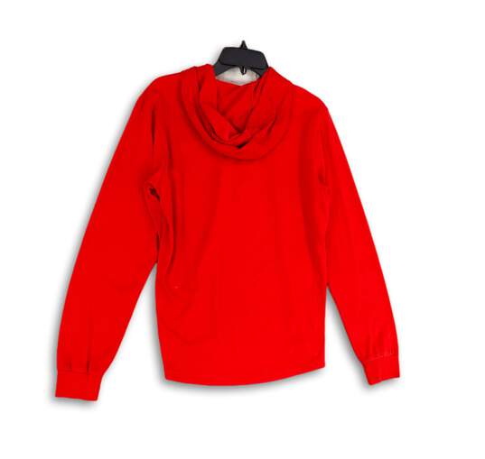 Womens Red Regular Fit Drawstring Long Sleeve Pullover Hoodie Size Small image number 1