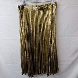 Banana Republic Gold Pleated Long Skirt Size 12 alternative image