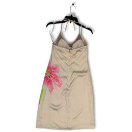 Womens Beige Pink Floral Sleeveless Round Neck Back Zip A-Line Dress Size 2 alternative image
