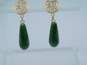 Asian Inspired 14K Yellow Gold Nephrite Drop Earrings 2.4g image number 2