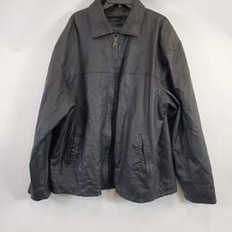 Sergio Men Black Leather Jacket 4XL