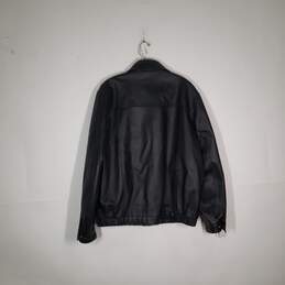 Mens Leather Long Sleeve Collared Full Zip Motorcycle Jacket Size Large alternative image