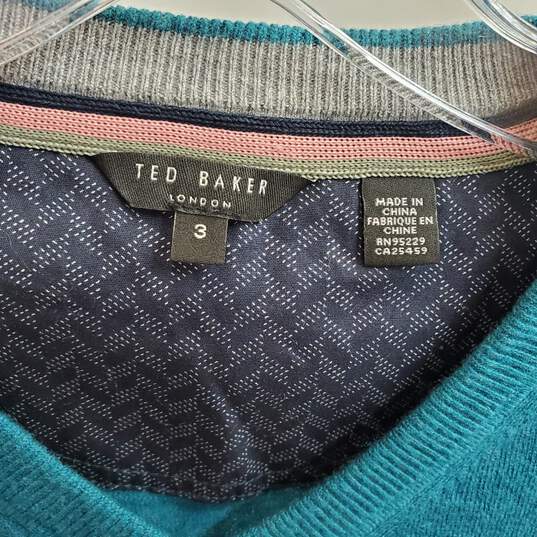 Ted Baker Sweater Pullover Sz 3 Plum V-Neck Wool Cashmere Blend Lightweight image number 2