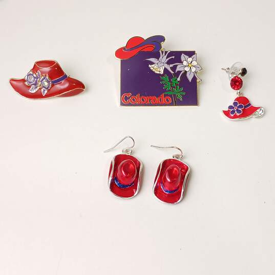Red Hat Fashion Costume Jewelry Assorted 9pc Lot image number 3
