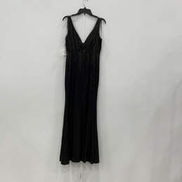 NWT Womens Black Squine Sleeveless Wide Strap V-Neck Long Maxi Dress Size 4 alternative image