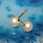 14K Yellow Gold Faux Pearl Stud Earrings - 0.4g image number 1