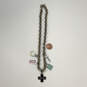 Designer Coach Silver-Tone Linked Chain Toggle Classic Charm Necklace image number 2