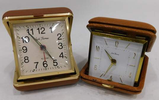 Lot of two Vintage Seth Thomas Alarm Clock Standing Travel Desk Compact image number 1