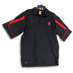Mens Black Red Dri-Fit Texas Tech Short Sleeve Collared Polo Shirt Size L