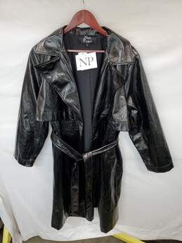 Wm Nina Parker Black Beauty Faux-Leather Polyester Trench Coat Sz 2X