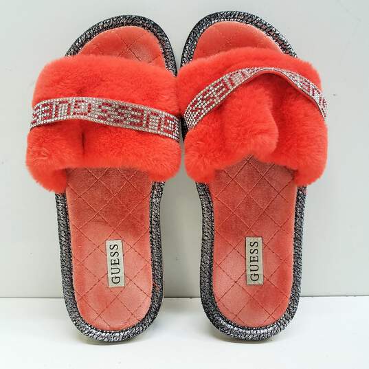 Guess Slippy Faux Fur Rhinestone Slide Slippers Women's Size 7M image number 6