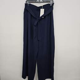 Navy Blue Flowy Pants With Sash