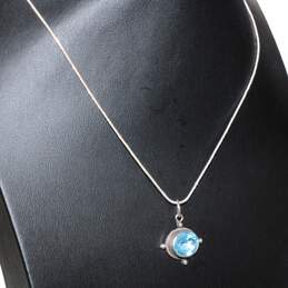 Sterling Silver Blue Topaz Pendant Necklace - 6.7g alternative image