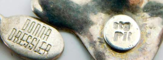 Artisan 925 Sterling Silver Leaf Pendant Necklace & Donna Dressler Pearl & Faux Turquoise Bracelet 48.0g image number 5