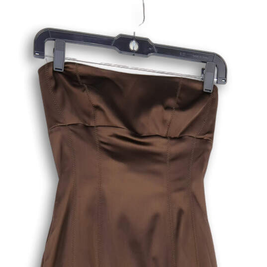 Womens Brown Strapeless Knee Length Back Zip Sheath Dress Size Small image number 3