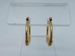 14K Yellow Gold Double Ram Head Motif Hoop Earrings 1.7g