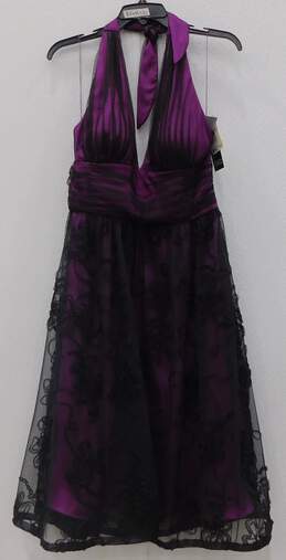 Adrianna Papell Women's Sleeveless Purple and Black Dress Size 12