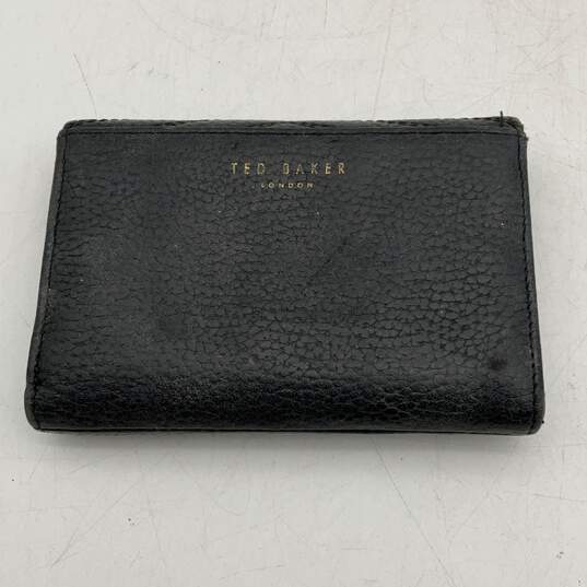 Ted Baker Womens Black Leather Inner Various Card Slot Snap Trifold Wallet image number 1