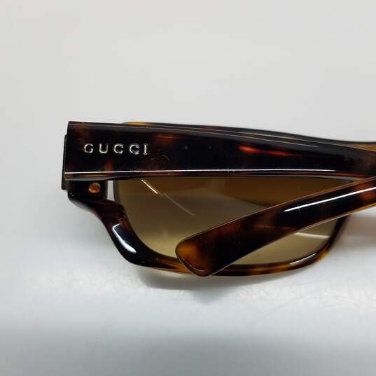 AUTHENTICATED Gucci Brown Tort Quilted Logo Vintage Sunglasses image number 3