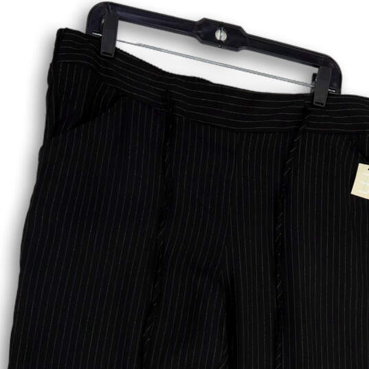 NWT Womens Black Striped Drawstring Waist Cuffed Hem Cropped Pants Size 18W image number 3