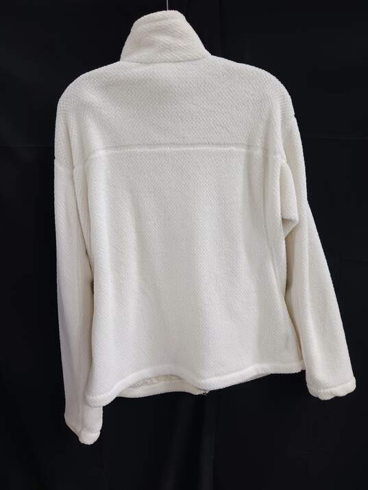 Women's Patagonia White Collared Full Zip Sweater Sz XL image number 2