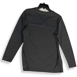 Womens Black Gray Striped Long Sleeve V-Neck Pullover T-Shirt Size Medium alternative image