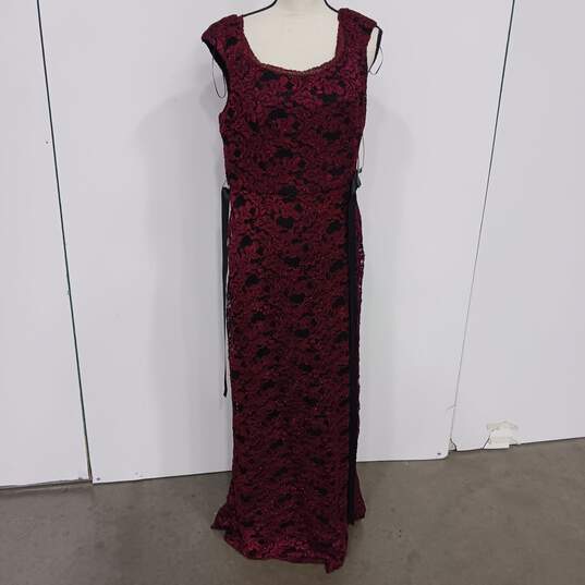 R&M Richards Red & Black Lace Pattern Prom Dress Size 14 - NWT image number 1