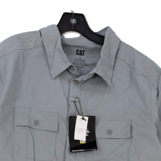 NWT Mens Grey Long Sleeve Collared Casual Button Up Shirt Size Large image number 3