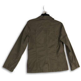 Womens Brown Notch Lapel Cutout Pocket Button Front Jacket Size 12 alternative image